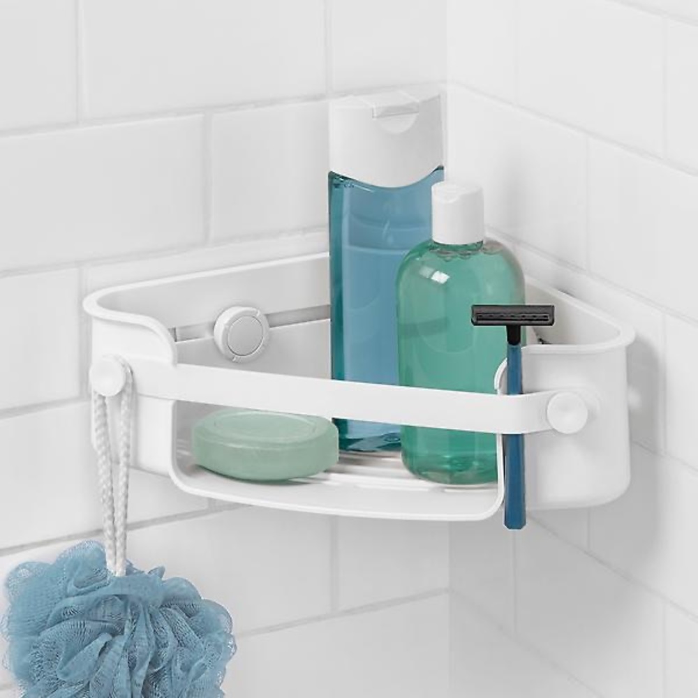 NWT Umbra Flex Gel-Lock Bathroom Shower White Corner Organizer Bin Minimal